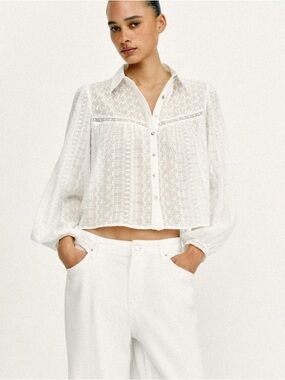 ZARA eyelet blouse with collar